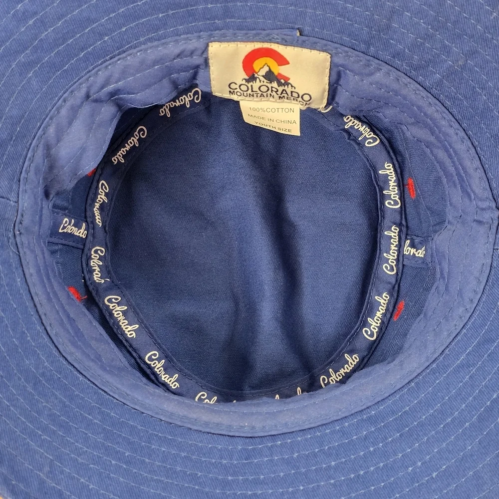 Colorado State Flag Bucket Hat Youth OS Blue White Red 100% Cotton Outdoor